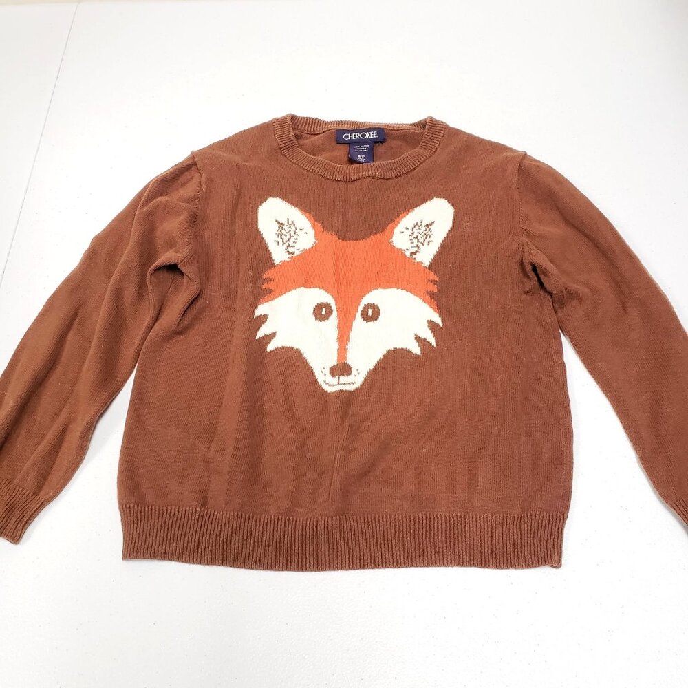 Cherokee Boys Brown Orange Fox Sweater Size 5T - Picture 1 of 8